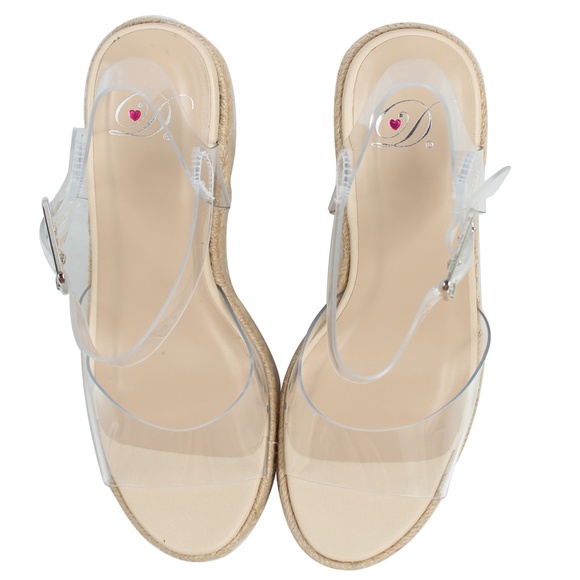 Clear Open Toe Ankle Strap Espadrille Wedge - Picture 5 of 5